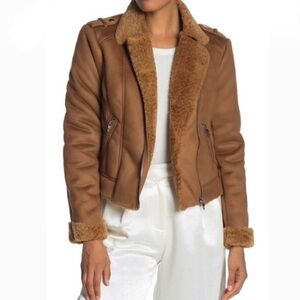 Philosophy Faux Sherpa / Suede Moto Jacket L NWT